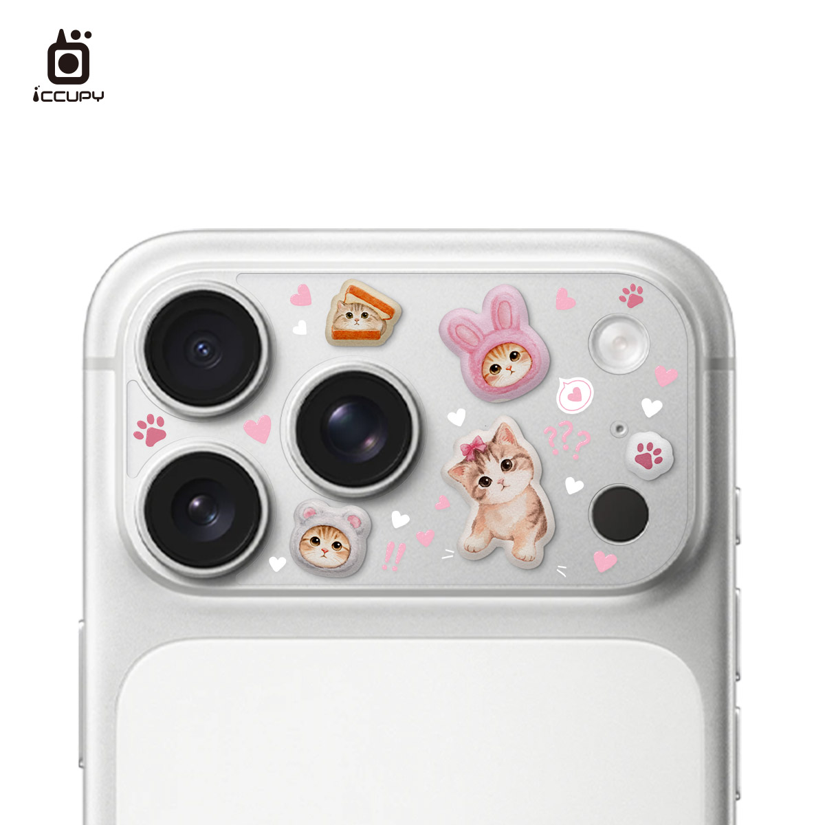 【泡泡貼︱奶油喵喵】9H霧面彩繪鏡頭底座泡泡貼For iPhone 17 Pro Max|文創小物|-即日起開放預購,8/31開始出貨