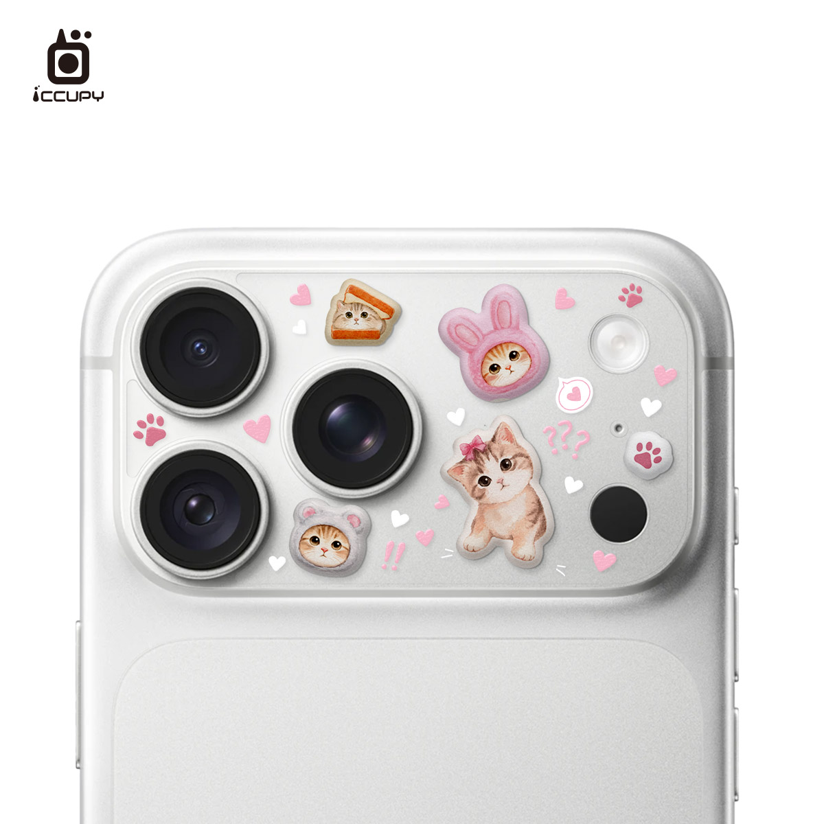 【泡泡貼︱奶油喵喵】9H霧面彩繪鏡頭底座|泡泡貼For iPhone 18 Pro Max|文創小物