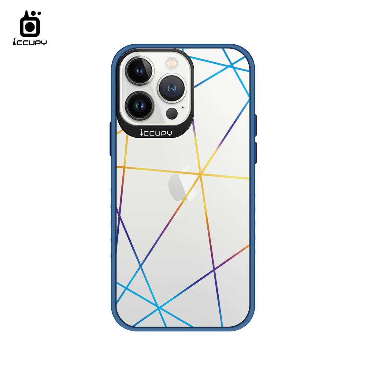 【線性幾何-黃藍】黑占盾防摔立架手機殼(共六色) For iPhone 13 Pro Max-黑占iCCUPY